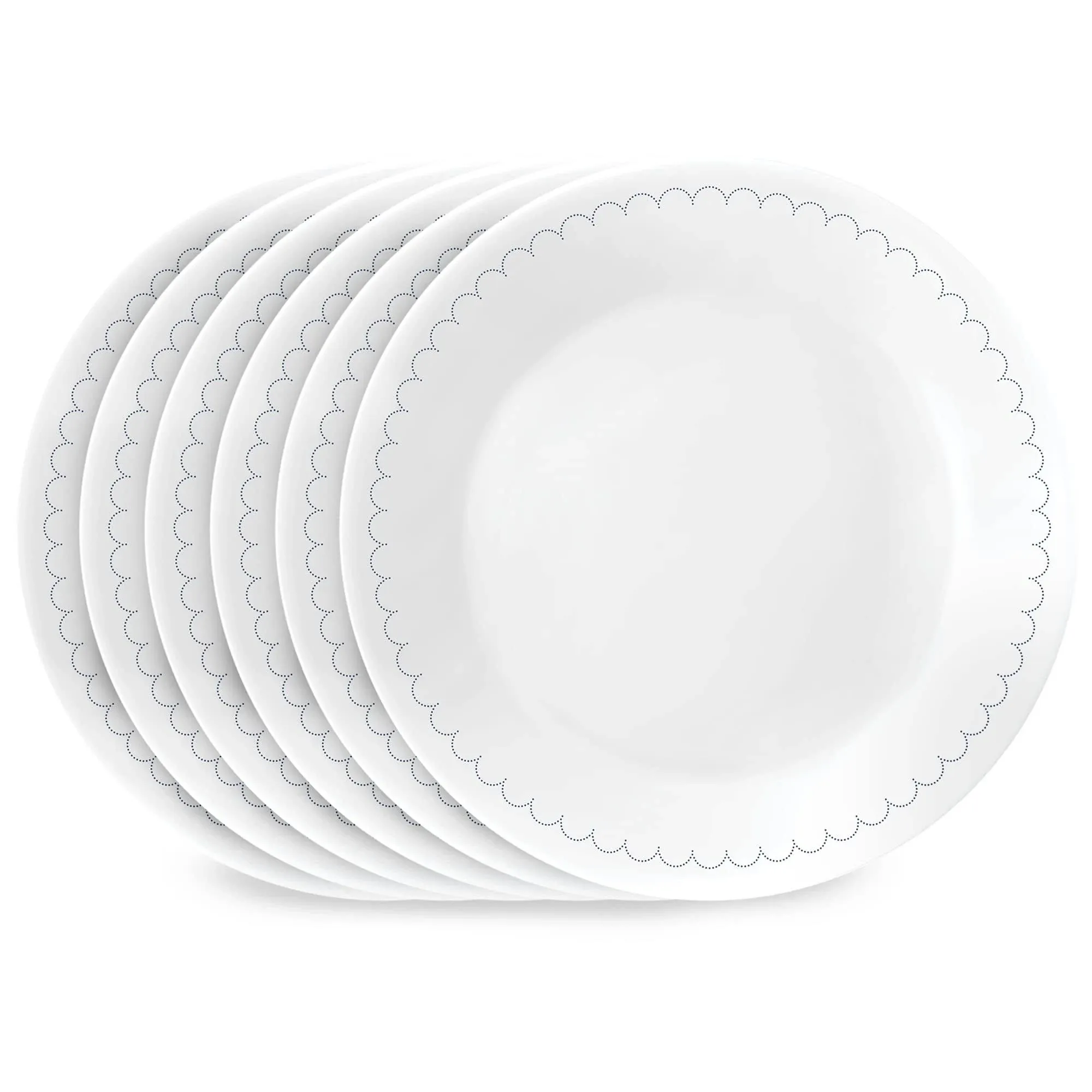 Corelle 6-Piece Round Plates, Vitrelle Triple Layer Glass, Lightweight Round Plates Plates, Chip and Scratch Resistant