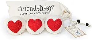 Wool Dryer Balls by Friendsheep 3 Pack XL Organic Premium Reusable Cruelty Free Handmade Fair Trade No Lint Fabric Softener Red Heart Trio