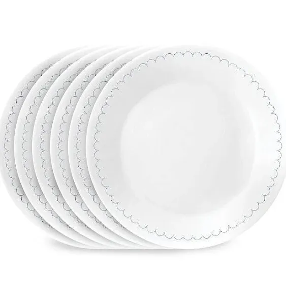 Corelle Caspian Lace 6.75 inch Glass Appetizer Plate (Set of 6), Size: 6pc Set, Blue