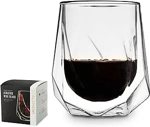 Viski Alchemi Aerating Wine Tasting Tumbler, Double Walled Specialty Clear Glass, Dishwasher Safe, 8 Oz, Set of 1