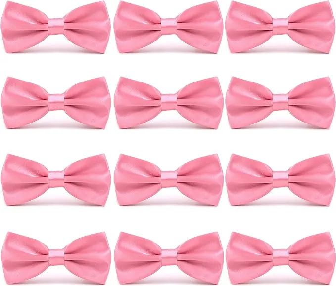 Men's Bowties Formal Satin Solid - 6/12 Pack Bow Ties Pre-tied Adjustable Ties for Men Many Colors Option in bulk