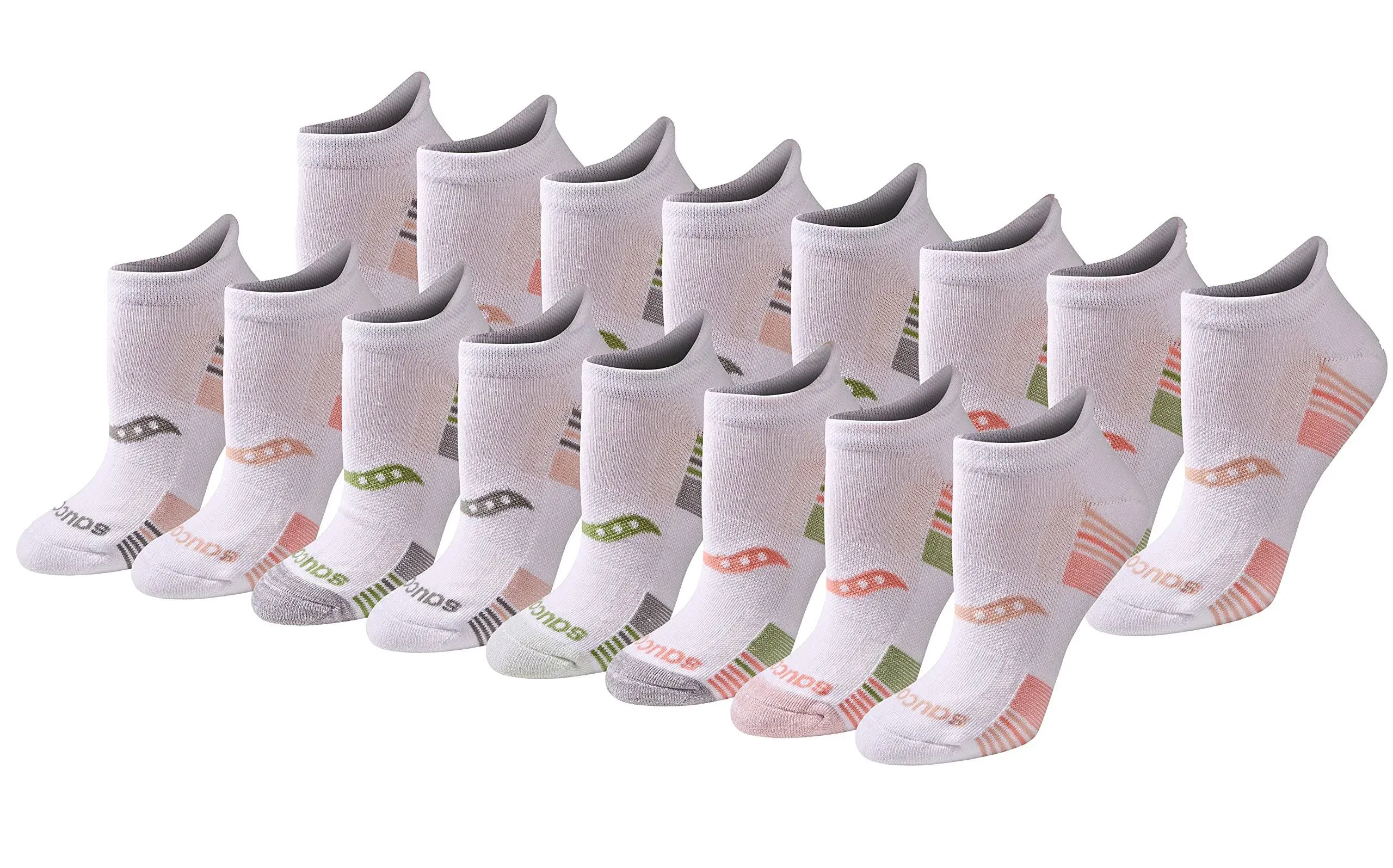 Saucony Women's RunDry Performance Heel Tab Athletic Socks, Available in S-L (8, 16, 24 Pairs)