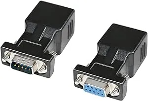 DTech RS232 DB9 to RJ45 Serial Adapter DB-9 Female to RJ-45 Female and DB9 male to RJ45 Female Ethernet Converter (2 Pack, DB9-F to RJ45-F and DB9-M