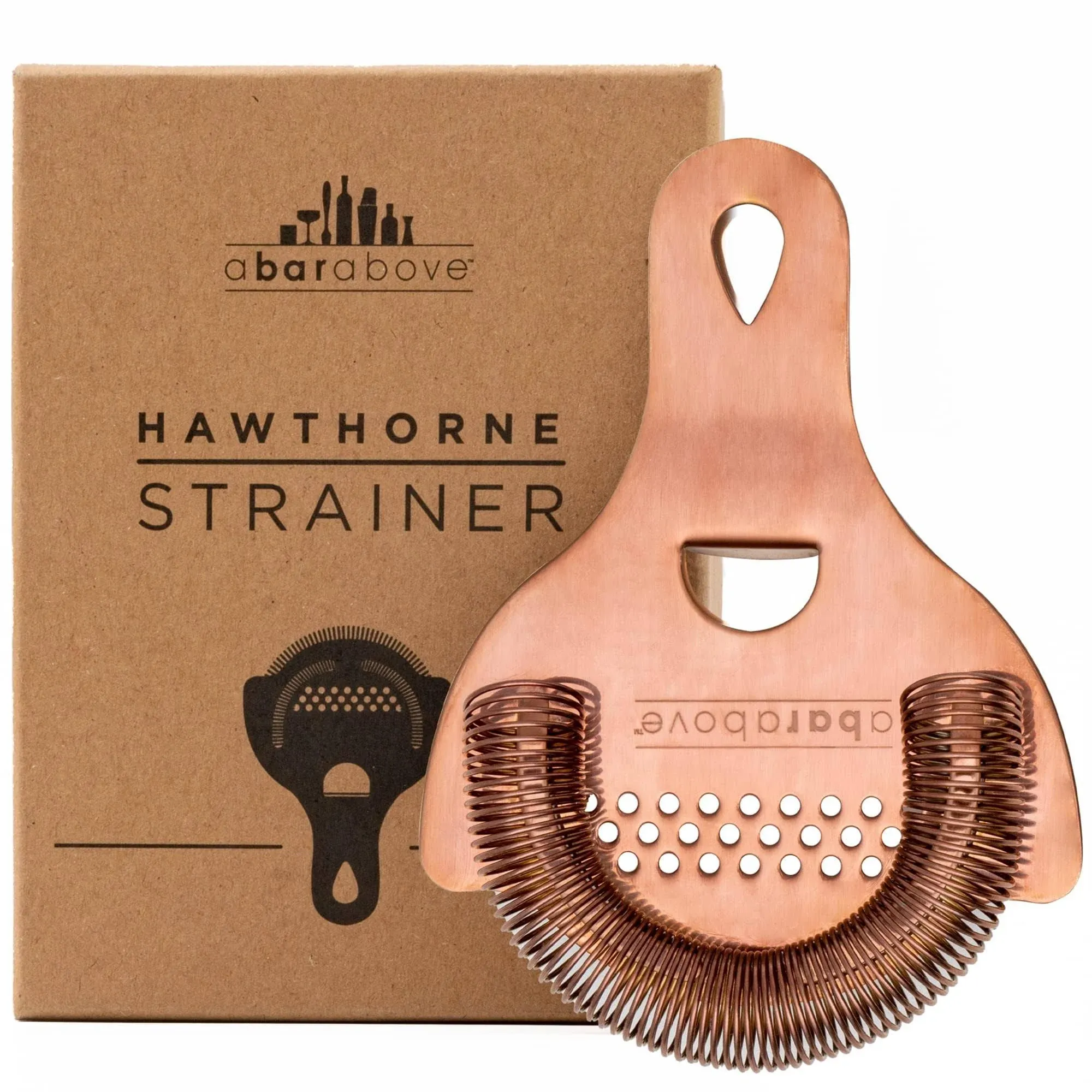 A Bar Above Antique Copper Hawthorne Strainer Cocktail – Bar Strainer Cocktail w/High Density Spring – Mirrored Antique Copper Drink Strainer - Cocktail Strainer for Boston Shakers & Mixing Glasses