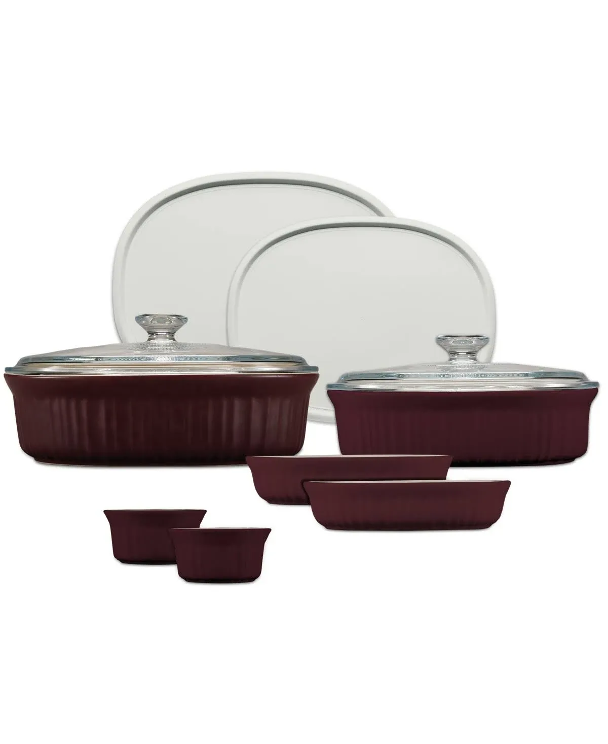 Ceramic Bakeware Set with Lids, Microwave Dishwasher Safe, 10-Pc French Cabernet