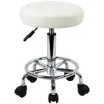 KKTONER Round Rolling Stool Chair PU Leather Height Adjustable Swivel Drafting Work Spa Shop Salon Stools with Wheels Office Cha