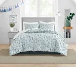 Poppy & Fritz - King Duvet Cover Set, Reversible Cotton Bedding with Maching Shams & Zipper Closure, All Season Home Decor (Olivia Blue, King)