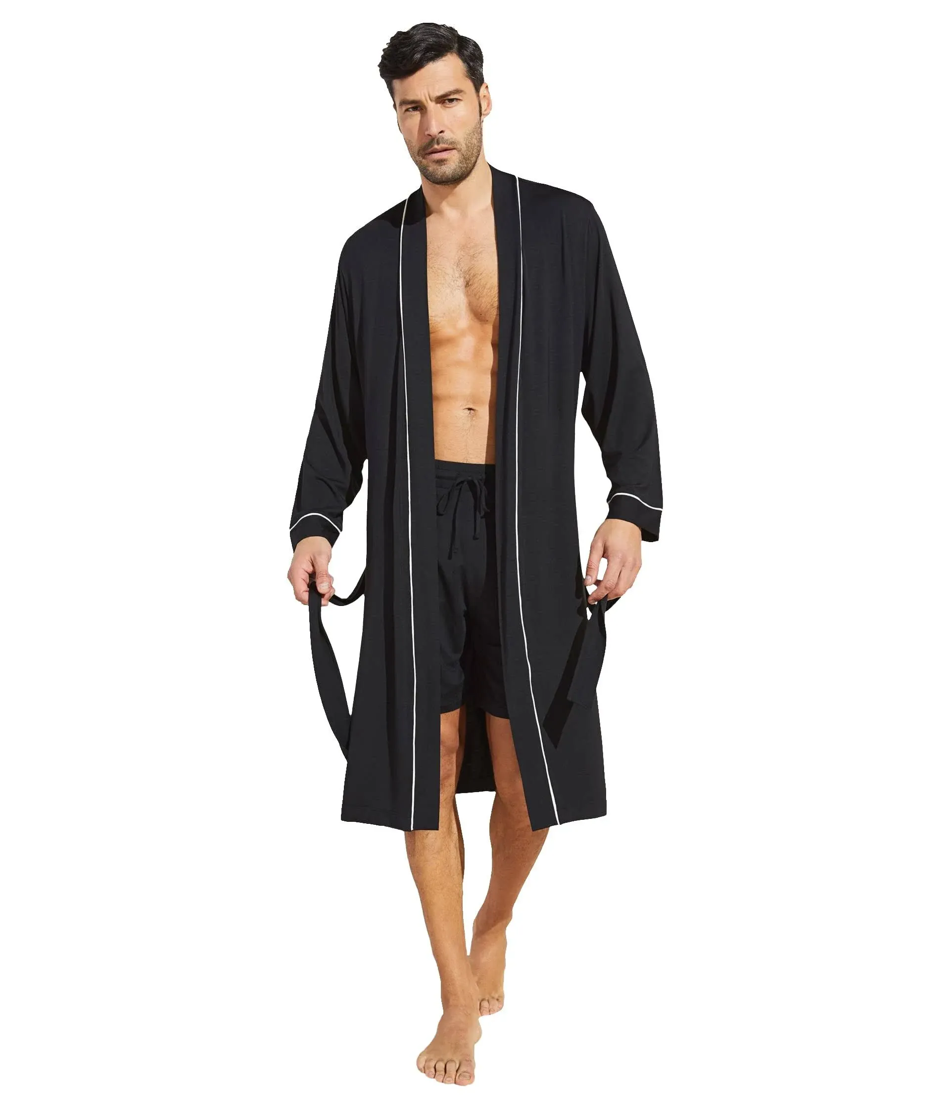 Eberjey William Modal Robe - Black/Ivory