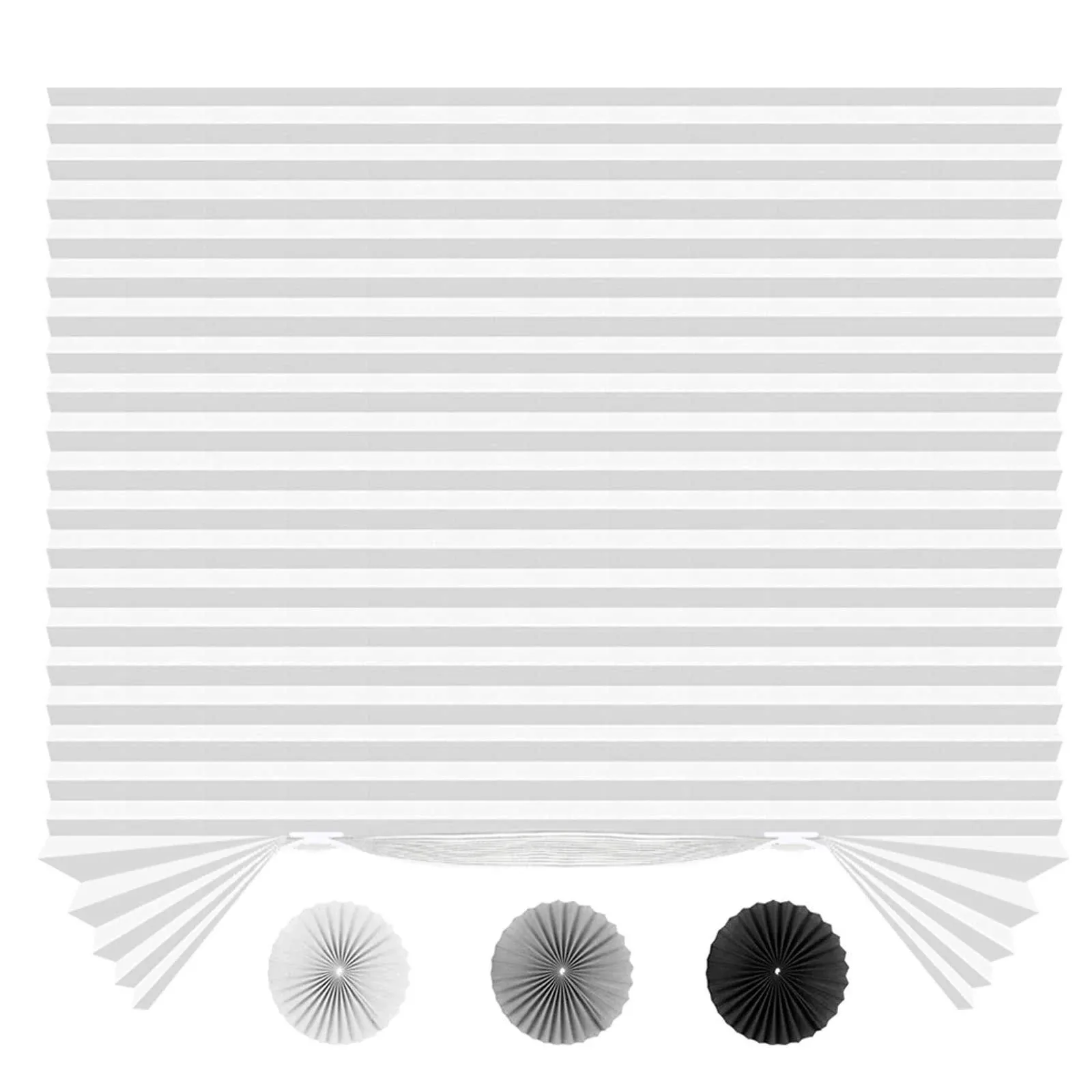 SEEYE Light Filtering Temporary Blinds Cordless Shades Fabric Pleated Fabric Shade Easy to Cut and Install, 48" W x 72" L - 2 Pack, White, with 4 Clips