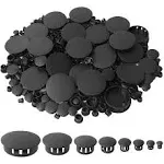 320Pcs 8 Sizes Black Plugs Hole Plastic Hole Plugs Hole Round Plugs,