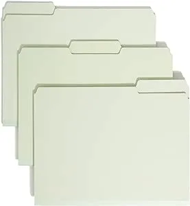 Smead Pressboard File Folder, 1/3-Cut Tab, 2" Expansion, Letter Size, Gray/Green, 25 per Box (13234)