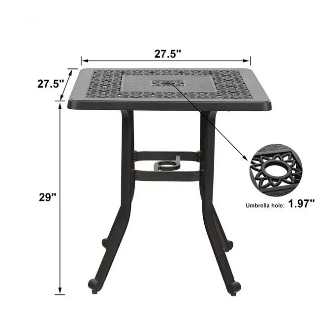 MF Studio Patio Cast Aluminum Bistro Square Dining Table