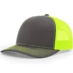 Richardson 112 Snapback Trucker Cap One Size Charcoal / Neon Yellow