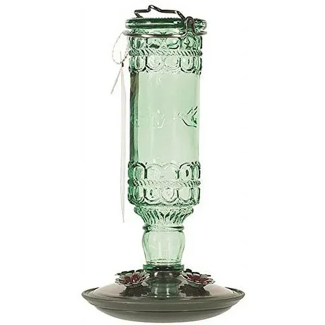 Antique Bottle Hummingbird Feeder Green / 10oz