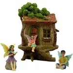 PRETMANNS Fairy Garden Fairy Houses - Fairy Garden Ornaments for Outdoor, Fairy Garden Accessories, Fairy Garden Tree House Kit with Fairies - Fairy