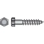 Hillman 0832086 Lag Screw 1/2" X 4" L Hex Stainless Steel