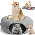 20&#034; Cat Tunnel Bed, Peekaboo Cave with Blanket, Detachable Cat Up to 8 lbs