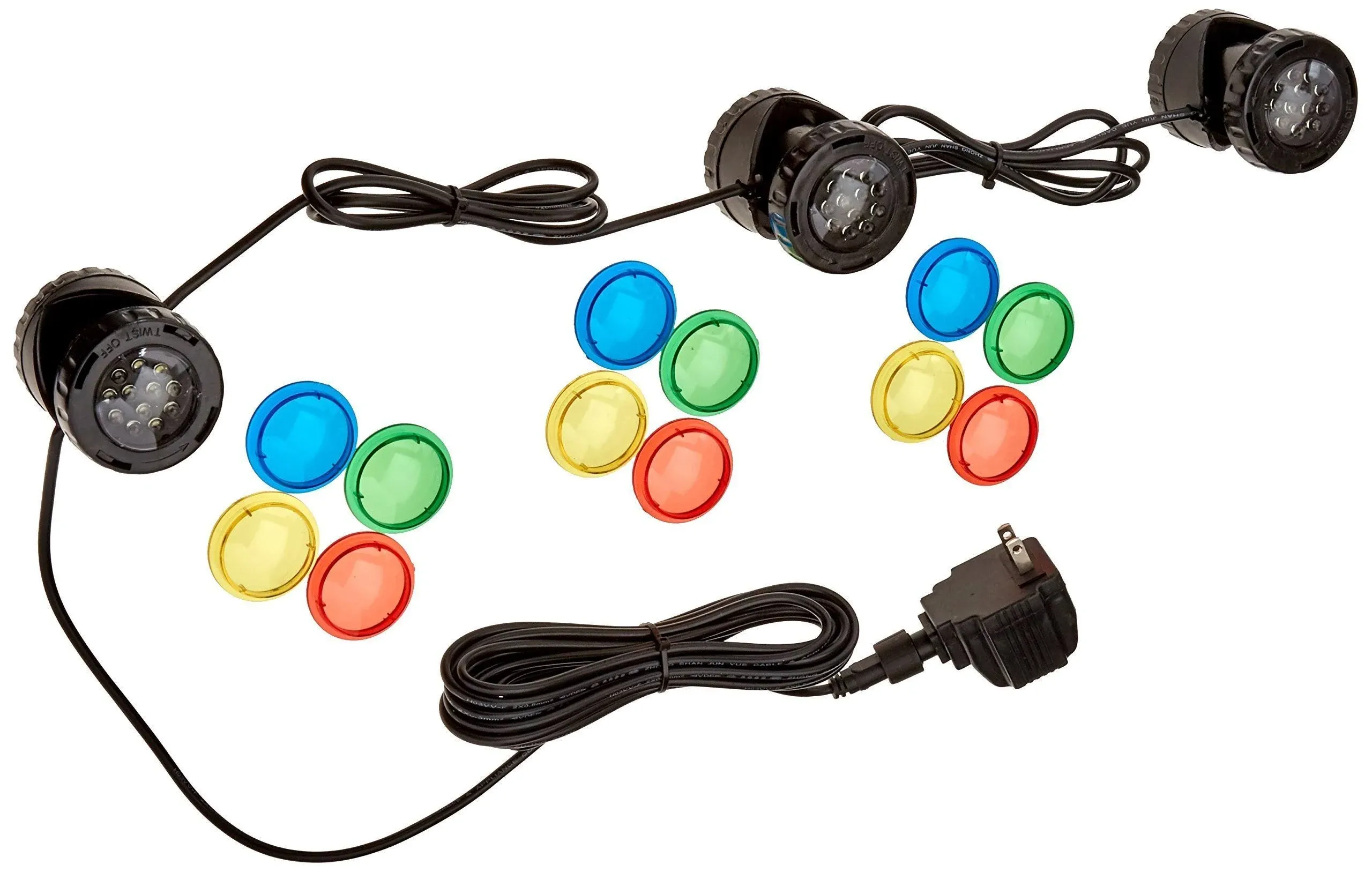 Jebao PL1LED-3 Submersible Pond LED Light with Colored Lenses,Black