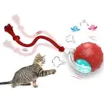 Giociv Interactive Cat Toys Ball for Indoor Cats Fast Rolling On Carpet, Chirping & Motion Activate Cat Toys (Red)