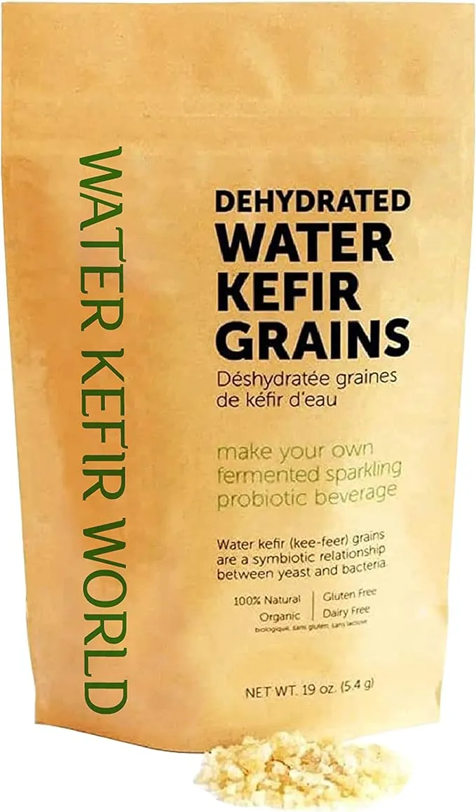 Dehydrated Water Kefir Grains by Water Kefir World- Grown in Organic Specialty Sugars and Natural Spring Water - Organic, Vegan, Gluten-Free, and Caffeine-Free