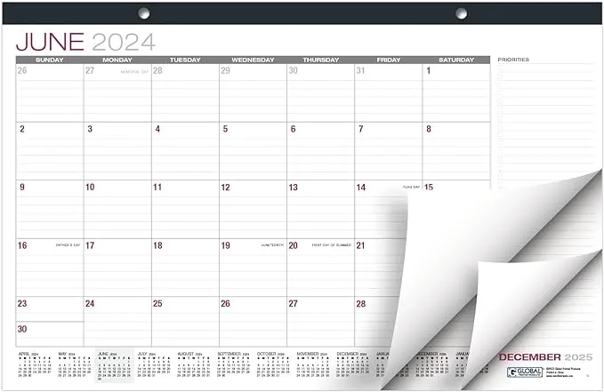 Global Printed Products Professional Desk Calendar 2025