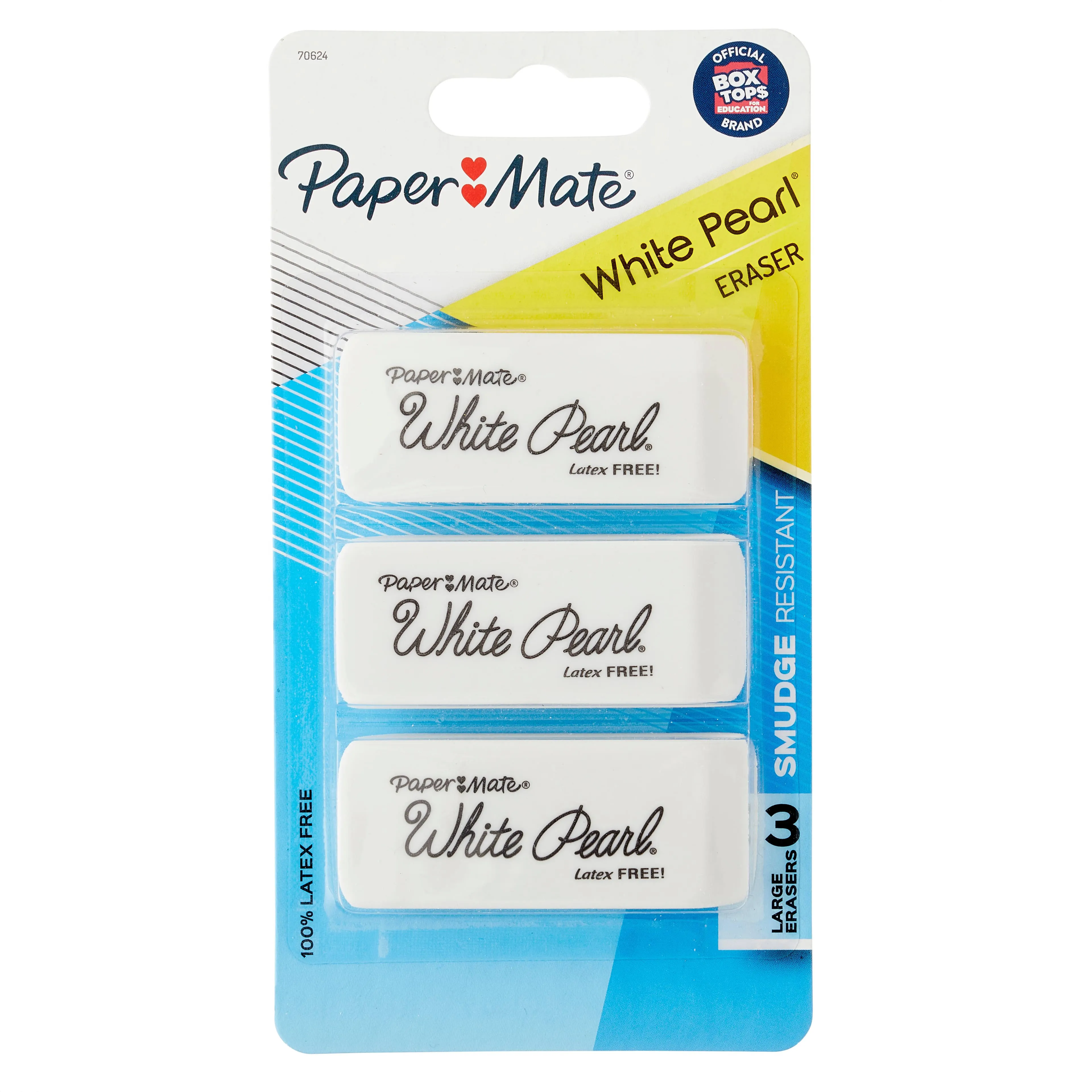 Paper Mate White Pearl Eraser - 3 pack