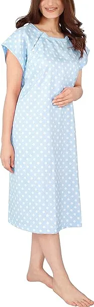 Utopia Care Hospital Gown 100% Cotton Patient Gown (Small-Medium Blue)