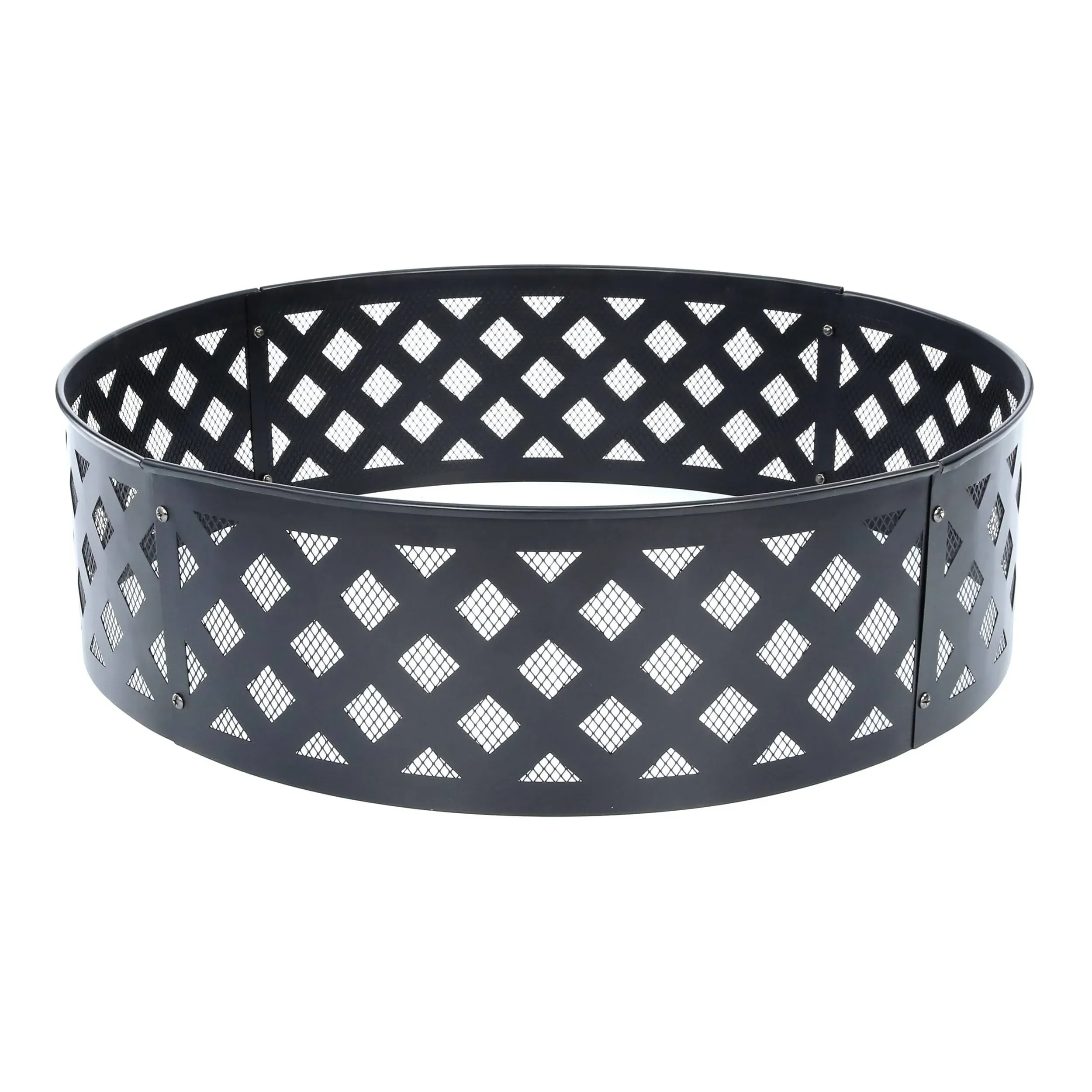 New Style Selections 30&#034; Black Steel Fire Ring Stamped Lattice Pattern 1260937