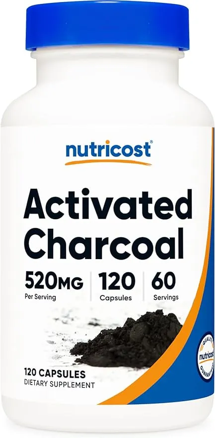 Nutricost Activated Charcoal 520mg, 120 Capsules - Premium Powder, Non-GMO & Gluten Free