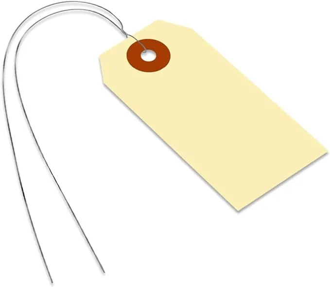 SmartSign Blank Shipping Tags with Pre-attached Loop Strings, Size-2, Pack of 1000, 10pt thick Manila Cardstock Tag, 3.25 x 1.625 inch Paper Hang Tags with Reinforced Fiber Patch, Made in USA