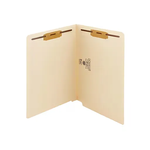 Smead End Tab Fastener File Folder, Shelf-Master Reinforced Straight-Cut Tab, 2 Fasteners, Letter Size, Manila, 50 per Box (34115)