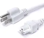 3 Prong AC Power Cord - NEMA 5-15P to C5 - 18 AWG - Mouse Ears - White, 6 Feet