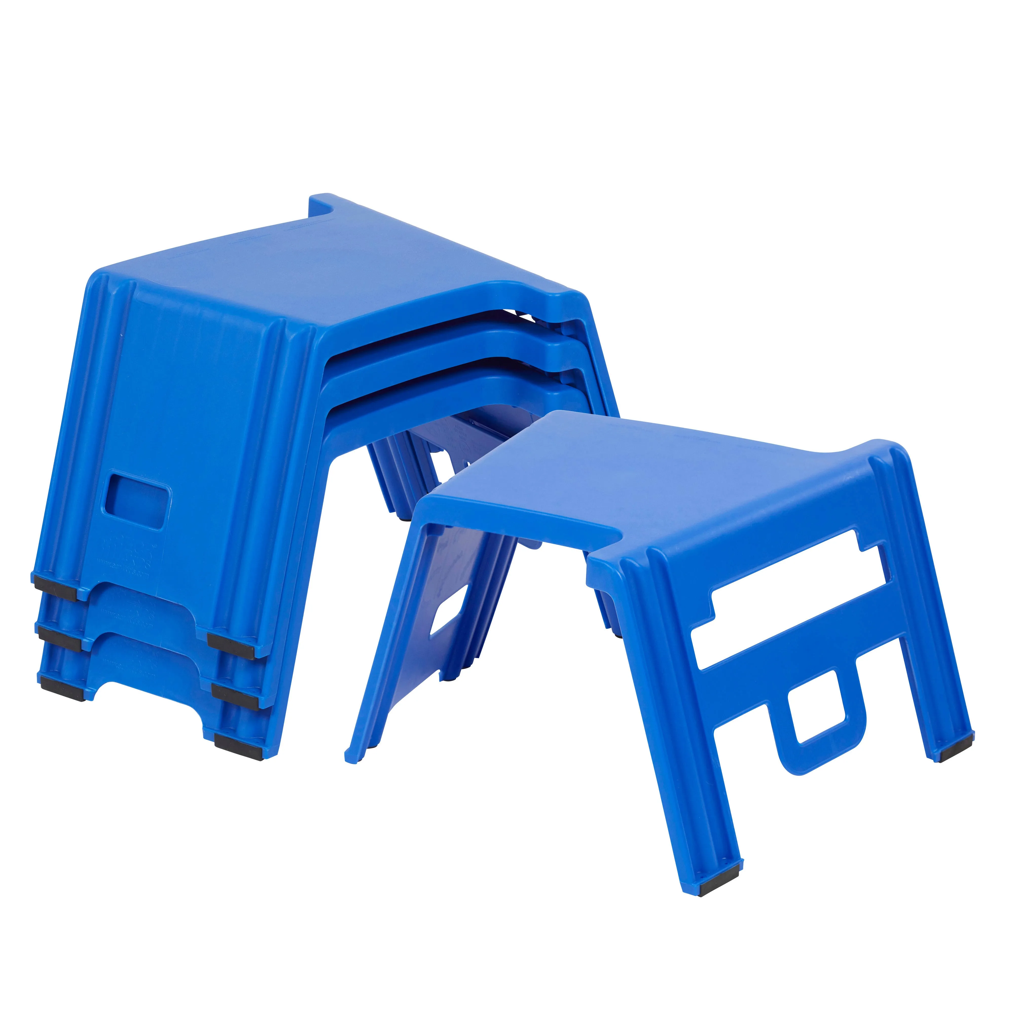 ECR4Kids Linking Stool Set, Flexible Seating, Blue, 4-Piece