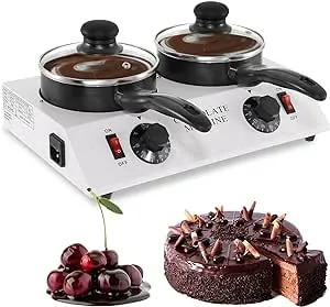 Electric Chocolate Melting Pot - Dual Ceramic Pots, 1L Capacity, Precise Temperature Control - Ideal for Home & Commercial Use