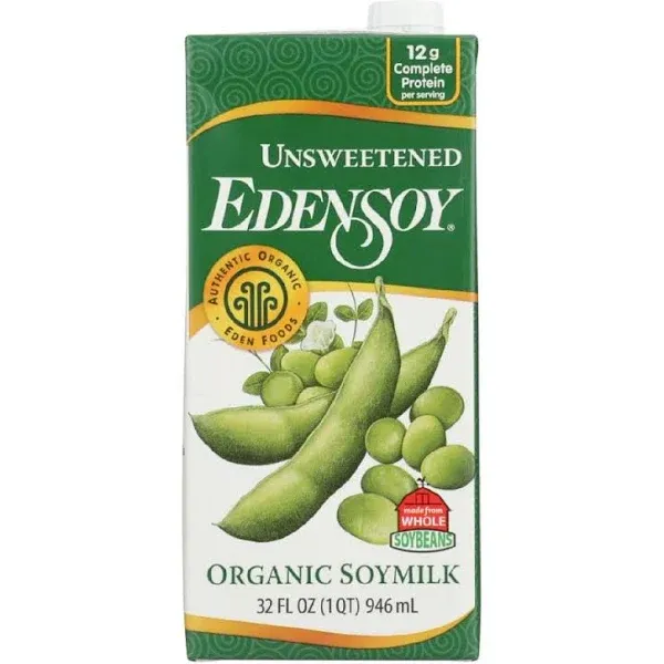 Eden Foods Organic Unsweetened Soymilk - Case of 12 - 32 fl oz.