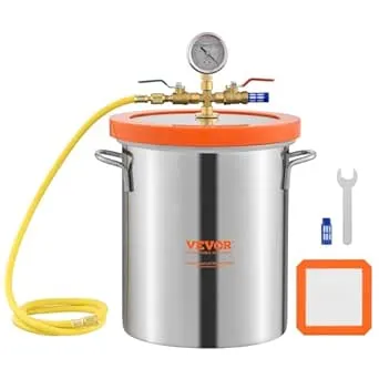 VEVOR 3 Gallon Vacuum Chamber, Upgraded Tempered Glass Lid Vacuum Degassing Chamber, 304 Stainless Steel Chamber, for Stabilizing Wood, Resin