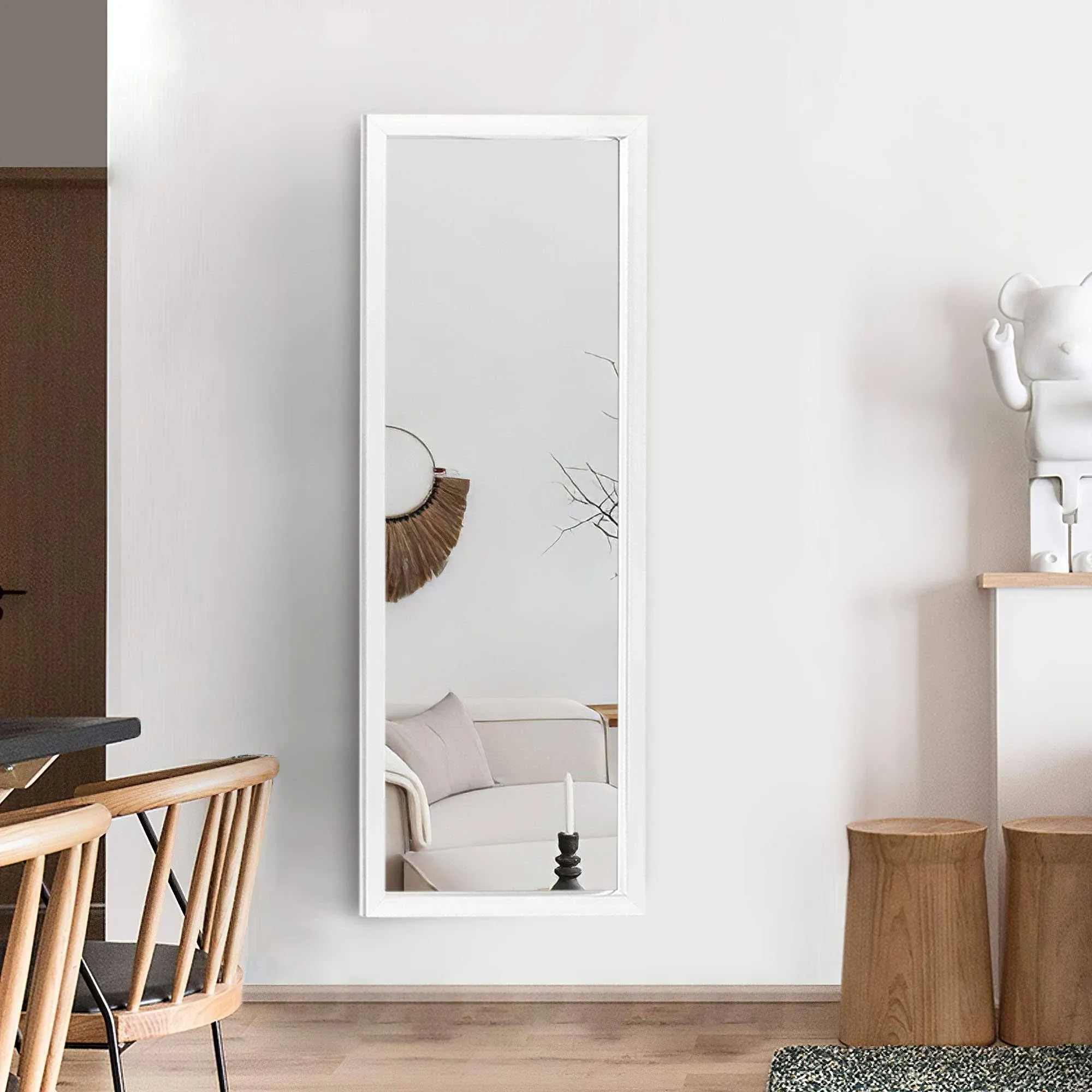 NeuType Wall Mirror Wall Mount Hanging Mirror for Wall Bedroom Bathroom Living Room Decor 44" x 16" Full Length Door Mirror for Home Decoration (White)