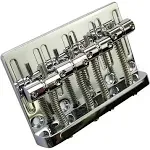 Long Beach Music Bass Bridge for 4-String Fender Jazz or Precision Bass, Chrome, Silver