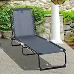 Outsunny Folding Chaise Lounge Pool Chair, Patio Sun Tanning Chair, Outdoor Lounge Chair with 4-Position Reclining Back, Breathable Mesh Seat for Beach, Yard, Patio, Gray