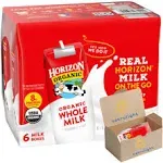 Whole Milk boxes Organic Shelf-Stable Milk Whole, Horizon Whole Milk Single Serve, 8.0 Fl OZ Bundled with a BETRULIGHT Fridge Magnet – 6 Pack