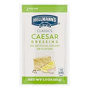 Hellmann's Classics Caesar Salad Dressing Portion Control Sachets Gluten Free, No Artificial Flavors, Colors or High Fructose Corn Syrup, 1.5 oz, Pack of 102