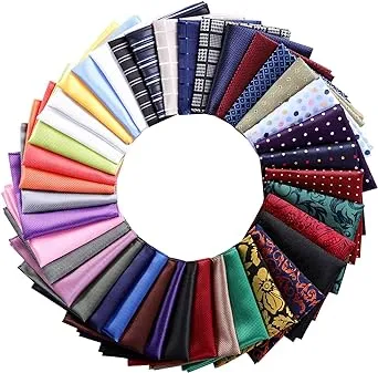 Jeatonge 40 Pack 8.5x8.5 inch Pocket Squares for Men Men's Handkerchief Mens Pocket Squares Set Assorted Colors with A Holder