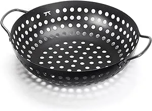 Outset QD70 Non-Stick Round Grill Wok Black 10.75 inch diameter