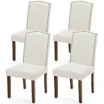 Mcq Upholstered Dining Chairs Set of 4, Modern Upholstered Fabric Dining Room Chair with Nailhead Trim and Wood Legs, Mid-Century Accent Dinner