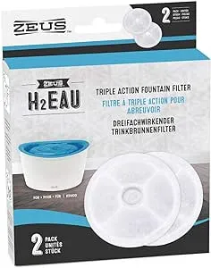 ZEUS H2EAU Replacement Water Fountain Filter, 2-Pack – Replacement Filter for The H2EAU Elevated Dog and Cat Drinking Water Fountain