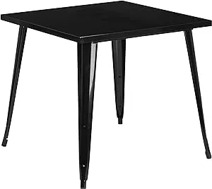 Flash Furniture Toby Commercial Grade 31.75" Square Black Metal Indoor-Outdoor Table