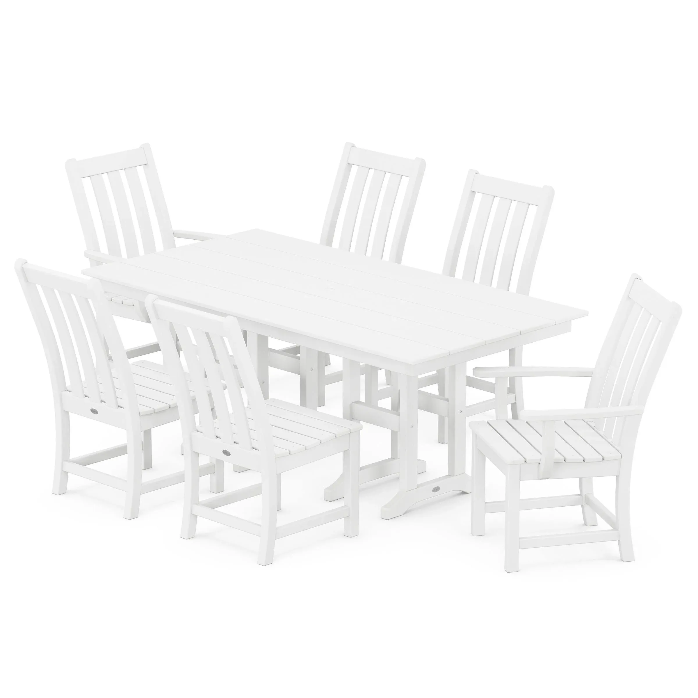 POLYWOOD Vineyard 7-Piece Farmhouse Dining Set - White