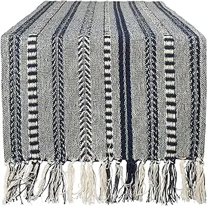 Dii Braided Stripe Table Runner - Navy Blue