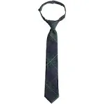 Lands' End School Uniform Kids Pre Tied Tie - Small - Hunter/classic Navy Plaid