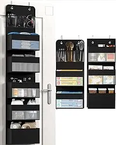 Hioya Over Door Organizer, 6 Shelf Camper Storage, RV Bathroom Storage, Behind The Door Storage Organizer, Wall Mount Back of Door Hanging